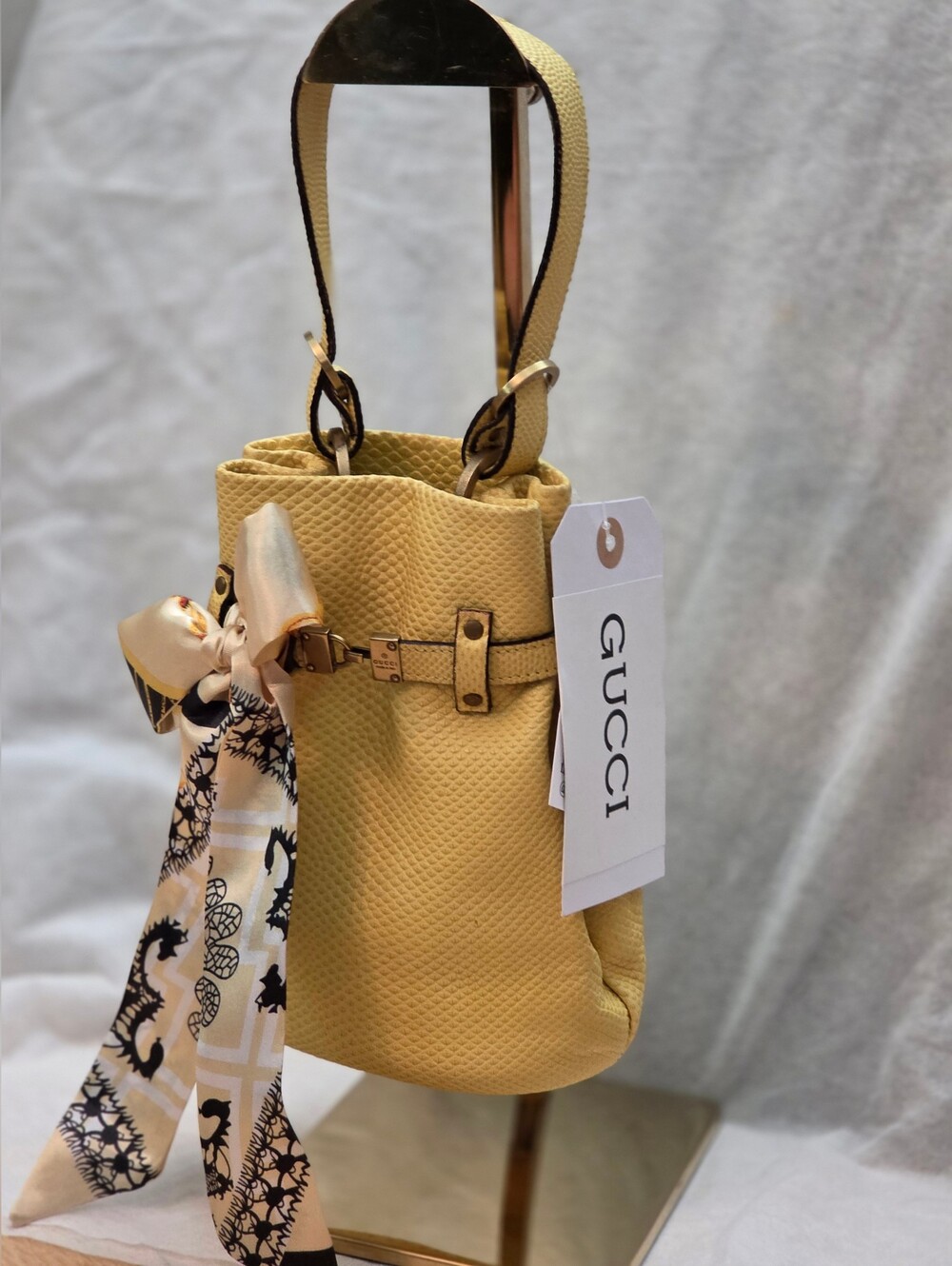 GUCCI Embossed Leather Mini bucket Bag W/Gucci dust Bag Ultra Rare 2003's Y2K